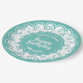 100e Blauwgroen/wit willekeurig getallenpatroon Papieren Bordje (Gekanteld)