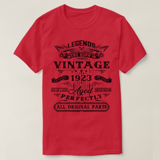 100e  cadeau voor legende uit 1923 t-shirt (Design voorkant)