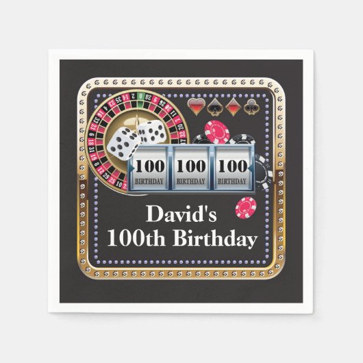 100e casino Poker-speelkaart Birthday Napkins Servet (Voorkant)