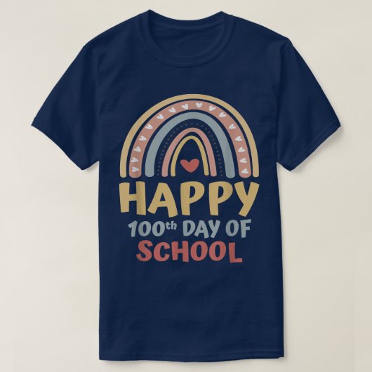 100e dag 100 dagen schoolboho-regenboog t-shirt (Design voorkant)