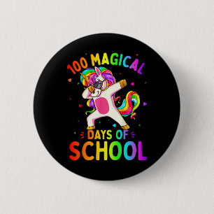 100e dag, 100 jaar, een vrolijke Unicorn, magische Ronde Button 5,7 Cm
