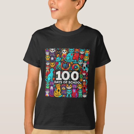 100e dag Cat Easy 100 dagen van School T-shirt Tea (Voorkant)
