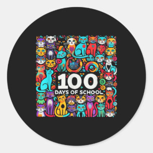 100e dag Cat Easy 100 dagen van School T-shirt Tea Ronde Sticker