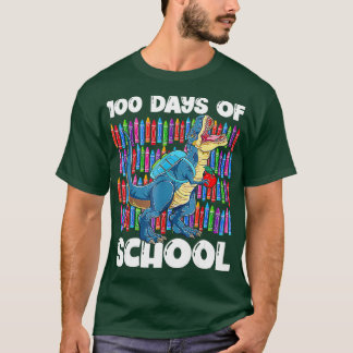 100e dag dinosaurus 100 dagen schoolbuik t-shirt