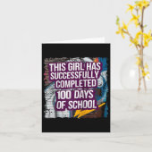 100e dag Grappige Outfit Meisjes & Student 100 Kaart (Gele Bloem)