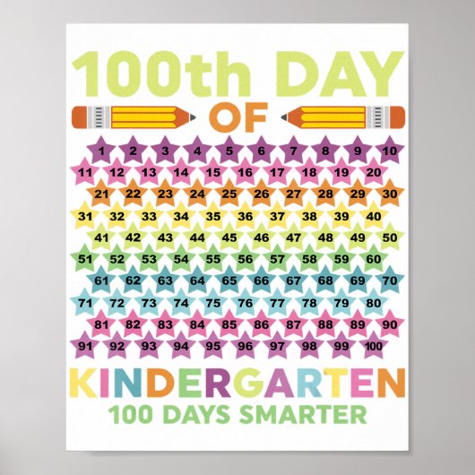 100e dag Kindergarten Smarter Kind Student Teac Poster (Voorkant)
