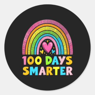 100e dag leerkracht 100 dagen slimmere regenval ronde sticker