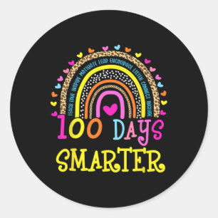 100e dag leerkracht 100 dagen slimmere regenval ronde sticker
