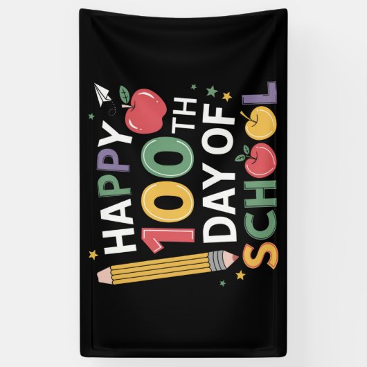 100e dag leerkrachten 100 dagen lang spandoek (Verticaal)