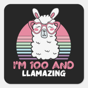 100e dag Llamazing Llama 100 jaar oude dag Vierkante Sticker