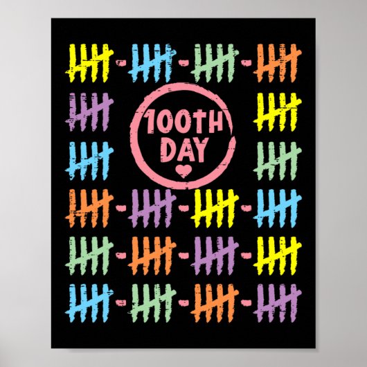 100e dag regenbooglijnen tekenen 100 dagen SC Poster (Voorkant)