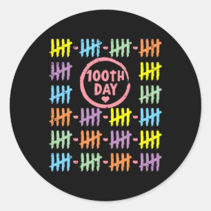 100e dag regenbooglijnen tekenen 100 dagen SC Ronde Sticker