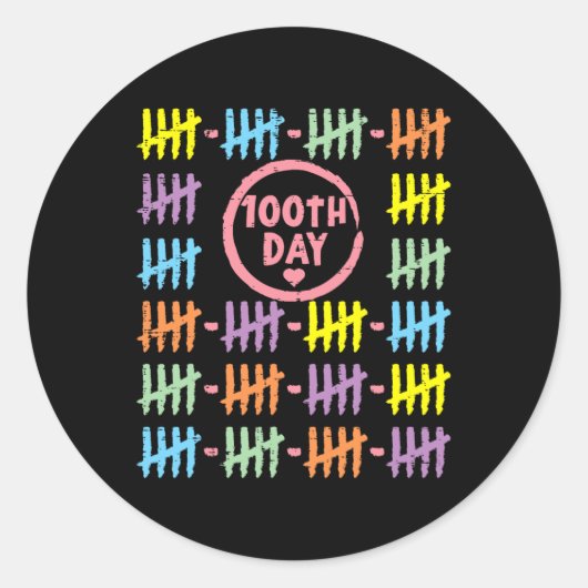 100e dag regenbooglijnen tekenen 100 dagen SC Ronde Sticker (Voorkant)