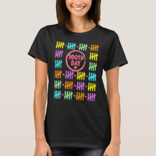 100e dag regenbooglijnen telstrepen 100 dagen sc t-shirt