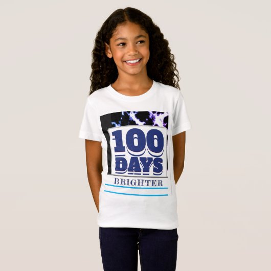 100e dag School Paars blauw blauw blauw T-shirt (Voorkant volledig)