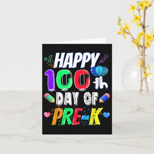 100e dag schoolcadeau 100 dagen Pre-K leraar Kaart (Gele Bloem)