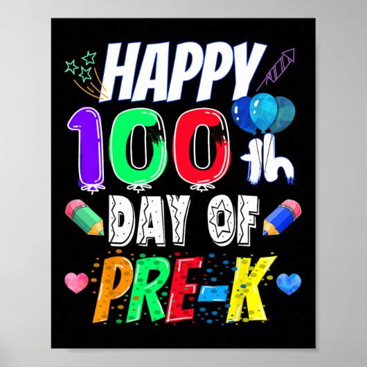 100e dag schoolcadeau 100 dagen Pre-K leraar Poster (Voorkant)