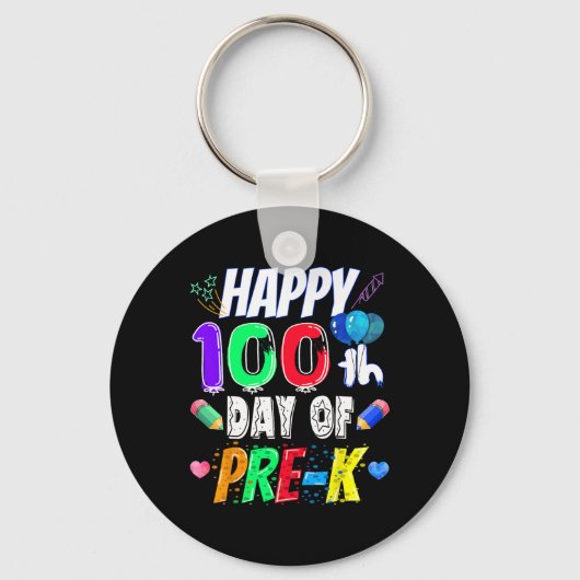100e dag schoolcadeau 100 dagen Pre-K leraar Sleutelhanger (Voorkant)