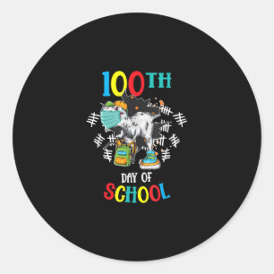 100e dag schooldinosaurussen maskeren virtueel ronde sticker