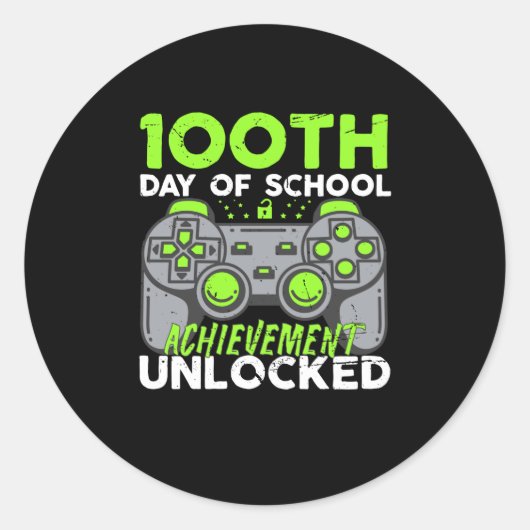 100e dag schoolgaming 100 dagen slimmere gamer ronde sticker (Voorkant)