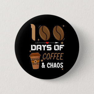 100e dag schoolleraar 100 dagen koffie en ronde button 5,7 cm