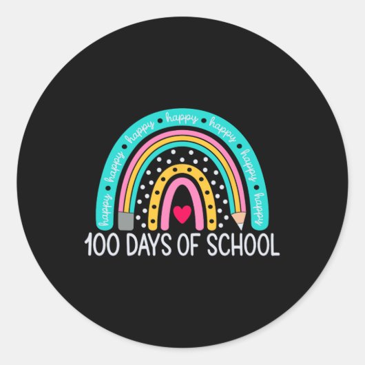 100e dag schoolleraar 100 dagen regenboog ronde sticker (Voorkant)