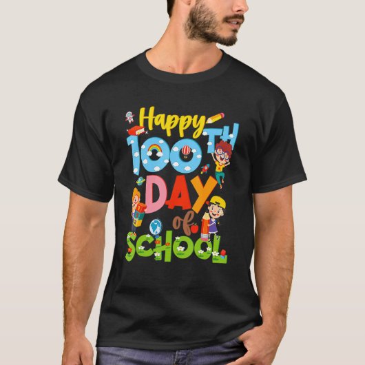 100e dag schoolmeisjes jongens 100 dagen school t-shirt (Voorkant)