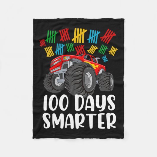 100e dag schoolMonster Truck 100 slimmer Fleece Deken (Voorkant)