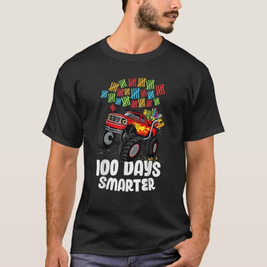 100e dag schoolMonster Truck 100 slimmer T-shirt (Voorkant)