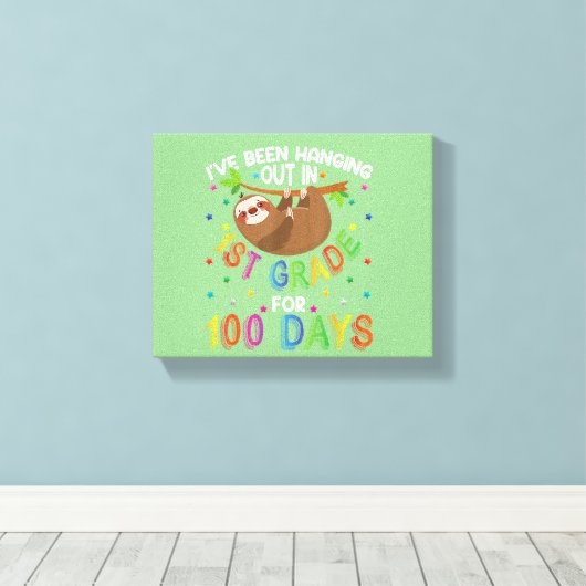 100e dag schoolontwerp 1e graad 100 dag canvas afdruk (Insitu (Houten vloer))