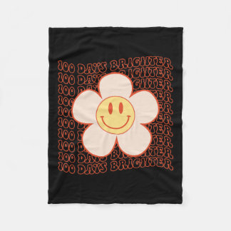 100e dag schoolretro Groovy Happy Face 100 dagen Fleece Deken