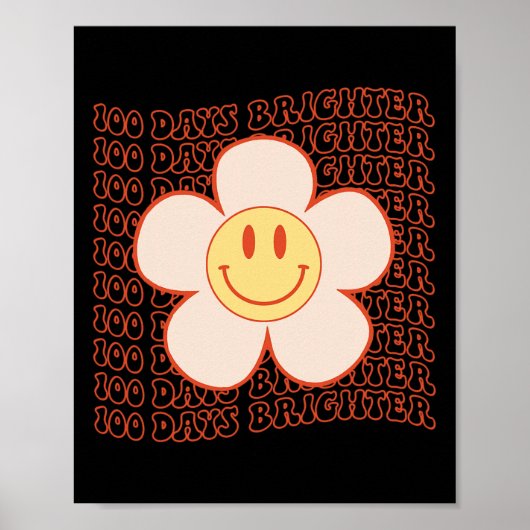 100e dag schoolretro Groovy Happy Face 100 dagen Poster (Voorkant)