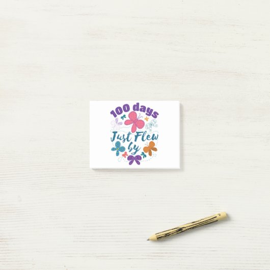 100e dag schoolvlinder 100 dagen vliegen post-it® notes (Op bureau)