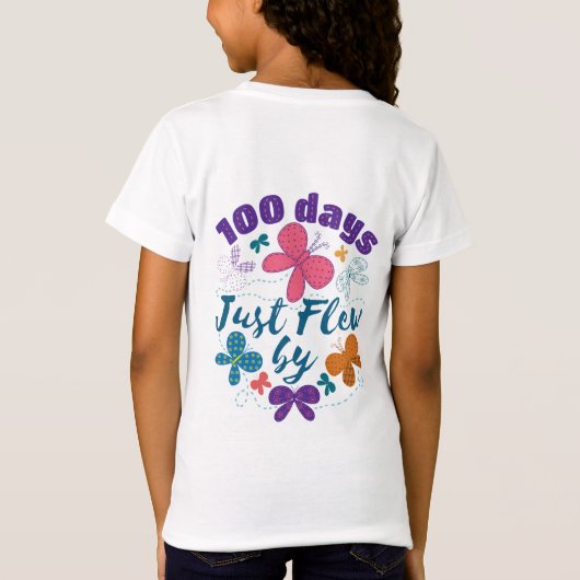100e dag schoolvlinder 100 dagen vliegen t-shirt (Achterkant)