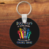 100e dag slimmer shirt voor leraar, ch sleutelhanger (Voorkant)