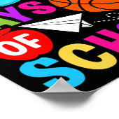 100e Dag Student Jongens Meisjes Bysketbyll 100 da Poster (Hoek)