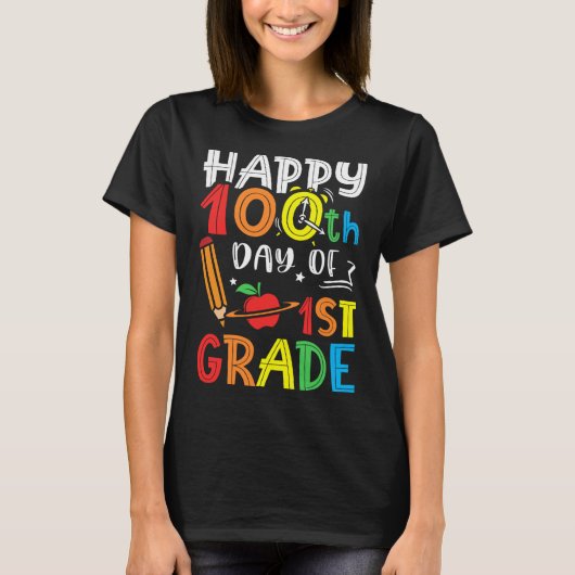 100e dag van de 1e klas Funny 100 dagen school T-shirt (Voorkant)