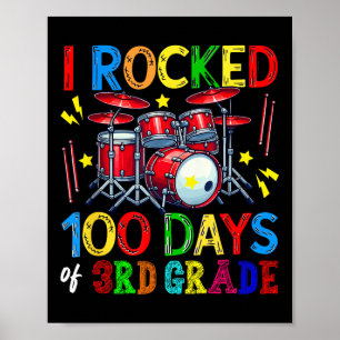 100e dag van de 3e klas 100 dagen School Drum Love Poster