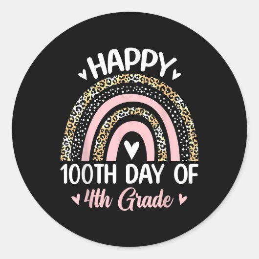 100e Dag van de 4e klas school Rainbow 100 dagen S Ronde Sticker (Voorkant)