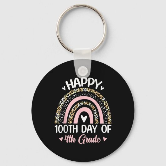 100e Dag van de 4e klas school Rainbow 100 dagen S Sleutelhanger (Voorkant)