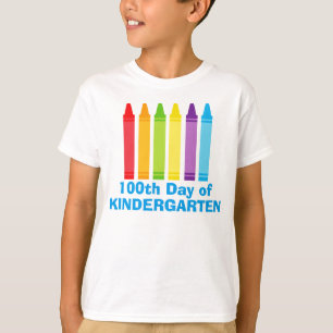 100e dag van de Kindergarten Cute Crayon-Kinderen T-shirt