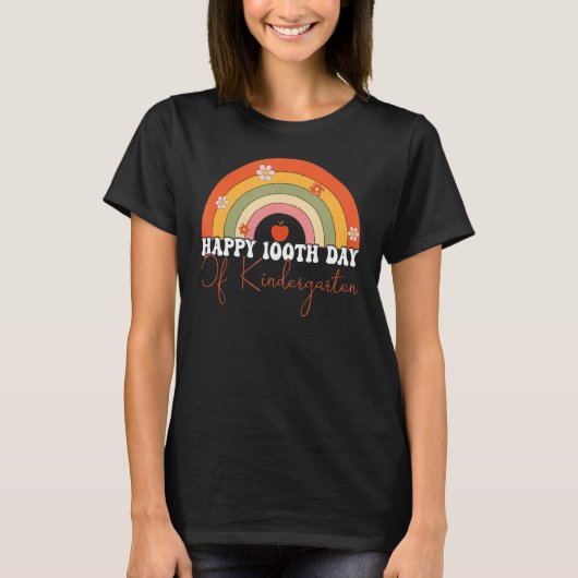 100e dag van de kindertuin-kinder-leraar regenboog t-shirt (Voorkant)