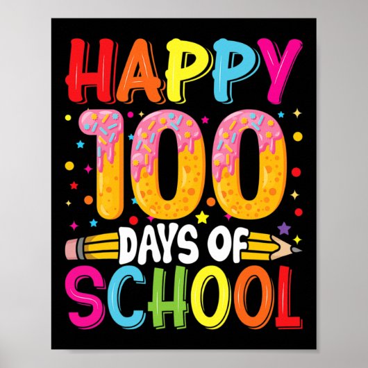 100e dag van de leerkrachten Kinder kind Happy 100 Poster (Voorkant)