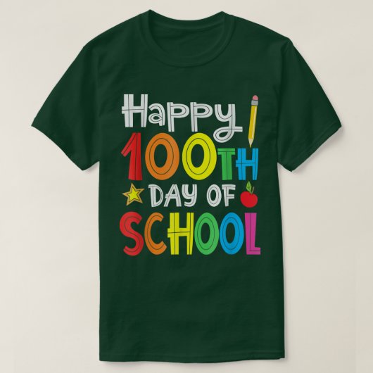 100e dag van de leerkrachten Kinder kind Happy 100 T-shirt (Design voorkant)