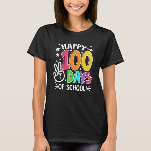 100e dag van de leerkrachten Kinder kind Happy 100 T-shirt (Voorkant)
