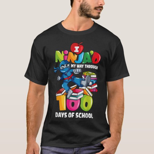 100e dag van de leerkrachten van school Ninja 100 T-shirt (Voorkant)