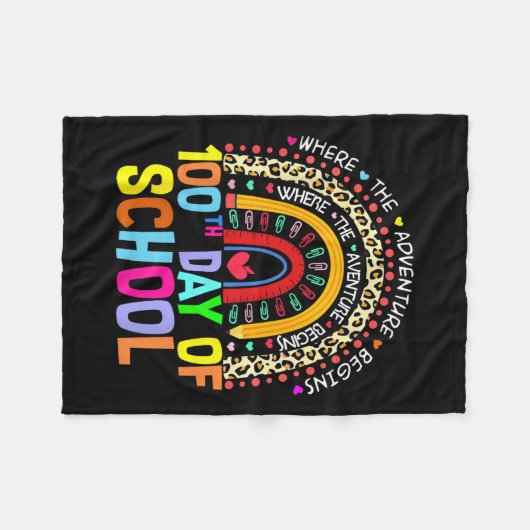 100e dag van de leerling 100 dagen slim fleece deken (Voorkant (Horizontaal))