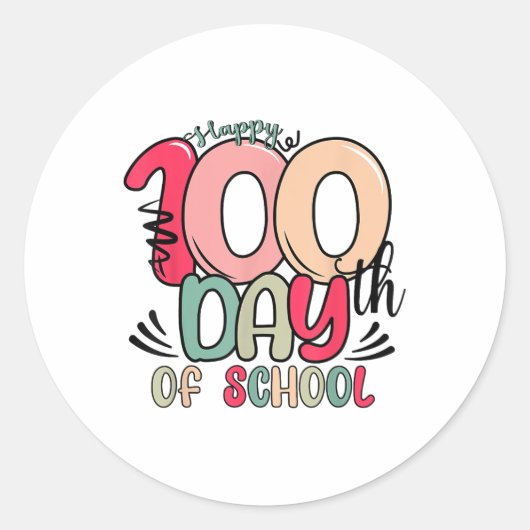 100e dag van de school 100 dagen schoolles ronde sticker (Voorkant)