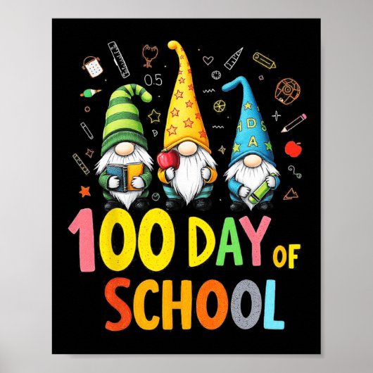 100e dag van de school Gnome Fun leraren en studen Poster (Voorkant)