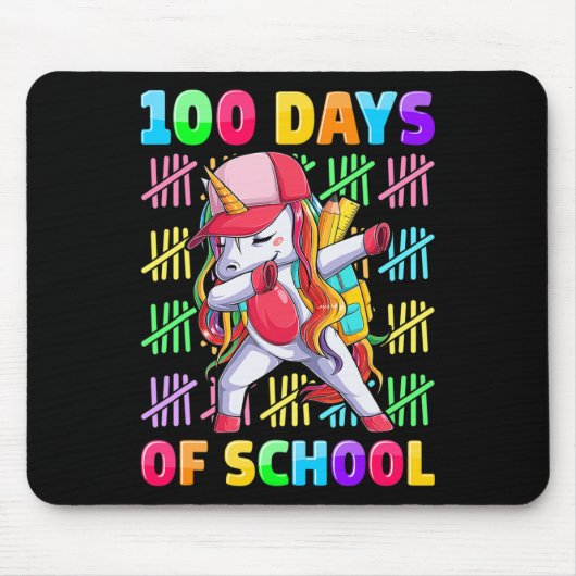 100e dag van de school Unicorn voor meisjes Kinder Muismat (Voorkant)